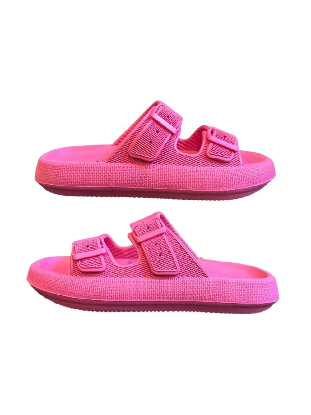 MIA Libbie Hot Pink Double Strap Foam Slide Sandals